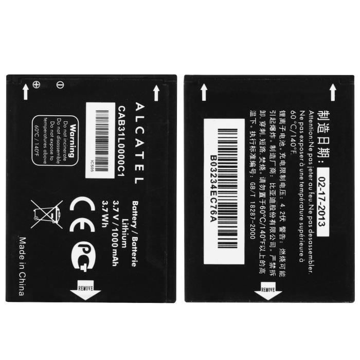 Batterie Originale Alcatel CAB31L0000C1 3,7V et 1000mAh
