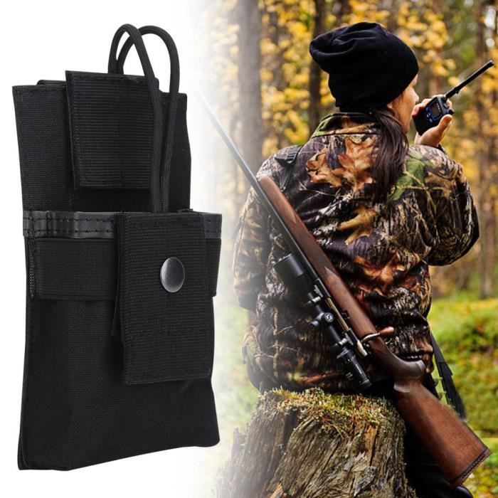 Portable Nylon Walkie Talkie sac Poche Radio Titulaire Cas De plein air Sports Noir