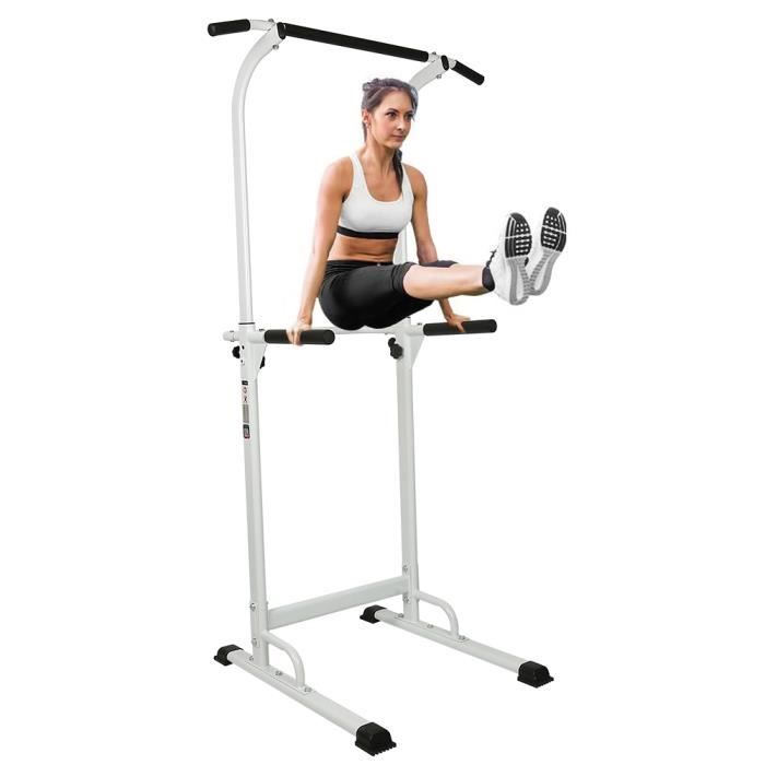 Chaise Romaine Réglable en Hauteur 180cm-190cm Power Tower Ajustable Barre de Traction Charge Max 150 kg