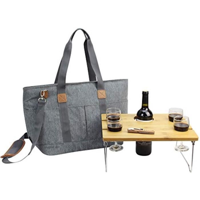 Coffret Multi-Jeux EM5Z3 pique-nique panier fourre-tout avec table pique-nique sac à bandoulière ensemble élégant tout-en-un portabl