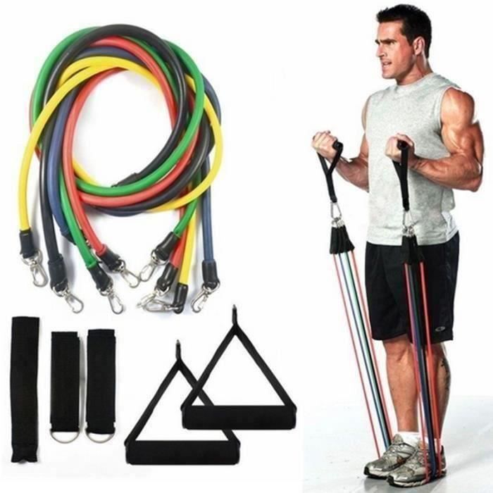 10 ensembles (11 Pcs / Set )Résistance Tubes Gym Fitness Workout Exercice Poignées bandes de yoga