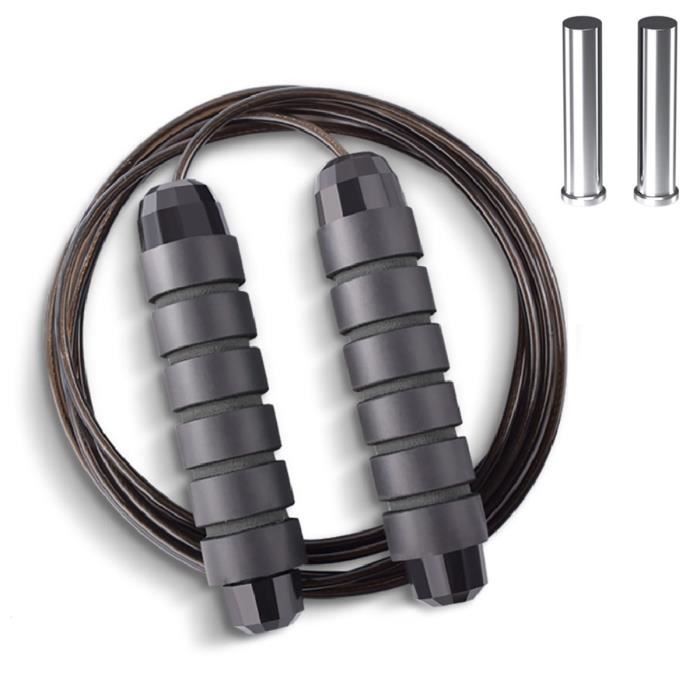 Corde à sauter lestée pour le fitness avec roulements à billes, câble de corde à sauter sans enchevêtrement, poignées antidérapantes
