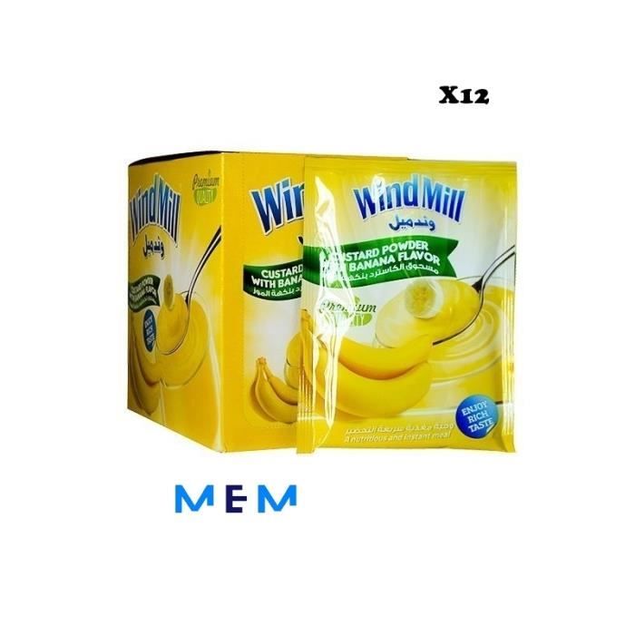 Poudre de pudding à la crème saveur banane WINDMILL (x12 sachets)