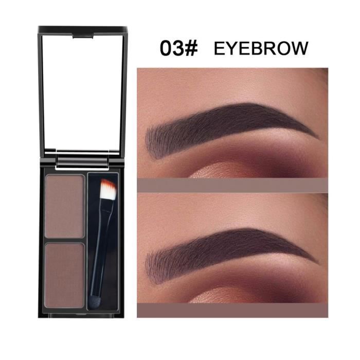 crayon à sourcils Kit d'ombrage cosmétique de palette de sourcil de poudre de sourcil de 2 couleurs avec le miroir de brosse C