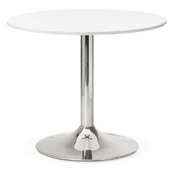 PETITE TABLE DE BUREAU/À DINER RONDE 'SAOPOLO' BLANCHE - Ø 90 CM