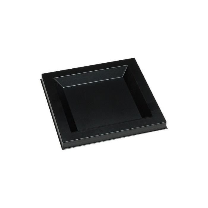 Plateau sous-assiette Chisaï en plastique PS noir, 245x245 mm.Plateau de taille moyenne. Vous choisissez votre composition 3 ou 4