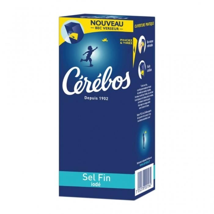 Cérébos Sel Fin Iodé 500g (lot de 20)