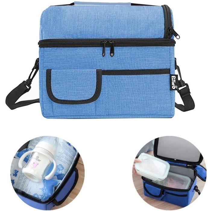 Sac Isotherme Repas - WENTS Sac Isotherme Grande Capacité 8L Sac Repas Pour Enfant Travail Pique-Nique Multi-usages Style Double21