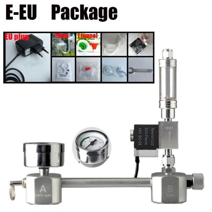 Aquarium,Aquarium système de régulateur de CO2 Kit générateur de diffuseur de co2 avec Valve, atomiseur à bulles - Type E-EU #A