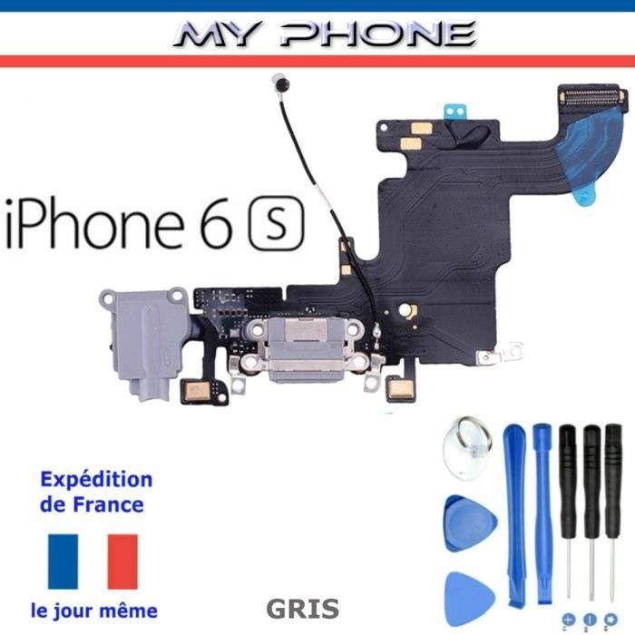Neuf_Connecteur de CHARGE pour APPLE IPHONE 6S GRIS + Microphone + Antenne Dock Port micro USB Nappe Flex + Kit 8 outils