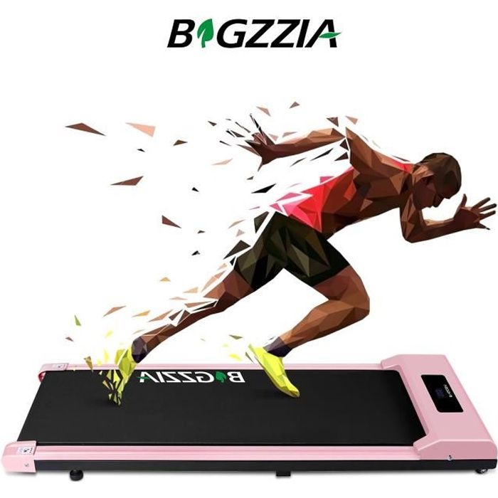 Tapis de course portble ultra-compact, Motorisé 1-10 Km-h, Fitness Tapis de Marche à Bureau-Domicile- Écran LCD & télécommande, Rose