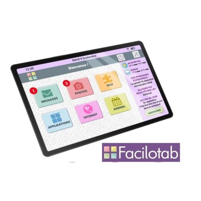FACILOTAB L Galaxy WiFi Tablette tactile pour seniors - 10.1---- TFT - 1920 x 1200 - RAM 2Go - Stockage : 32 Go