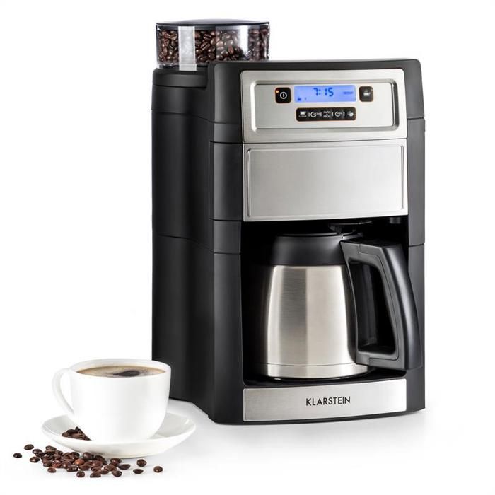 Machine à café - Klarstein - 1,25L - Cafetiere - machine cafe - avec broyeur intégré - 10 tasses - 1000W - Argent