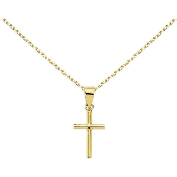 Collier - Médaille Croix Or 18 Carats 750-000 Jaune - Chaine Dorée
