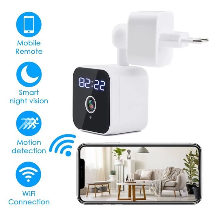 Caméra De Sécurité Domestique Sans Fil Vision Nocturne Détection De Mouvement Petite Caméra Wifi Pour La Vidéosurveillance - Blanc