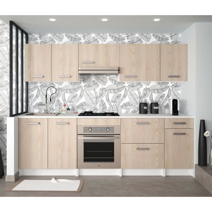 MEUBLES COSY Cuisine Complète contemporain, 8pcs Armoire de combinaison de cuisine, chêne/blanc