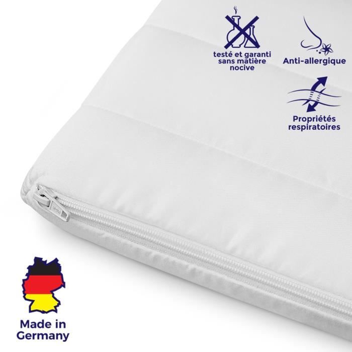 Surmatelas 140x190 cm mousse confort housse microfibre sur-matelas 140x190 ferme et moelleux pour un sommeil réparateur épaisseur 5
