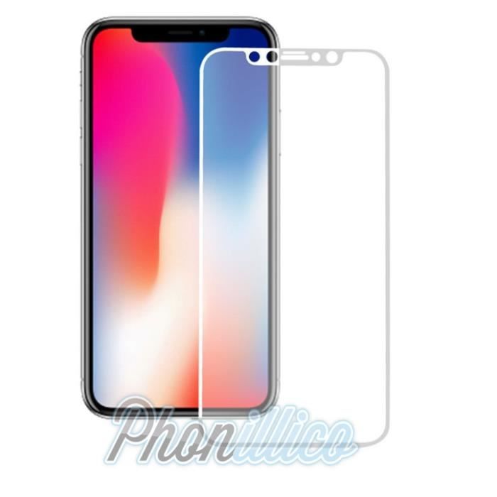 Verre Trempé INTEGRAL Bord Blanc compatible iPhone X - Protection Film Vitre Verre Trempe Incurve Phonillico®