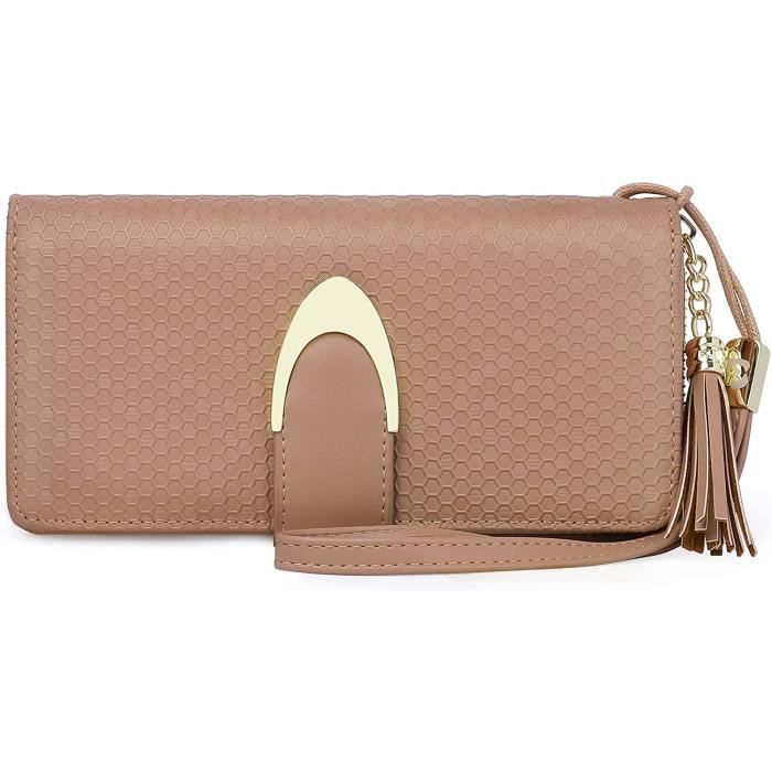 Pomelo Best Portefeuille Femme Longue Porte-Cartes Porte-Monnaie avec RFID Blocage,Parfait pour Cadeau de Noël Saint-Valentin (Kaki)