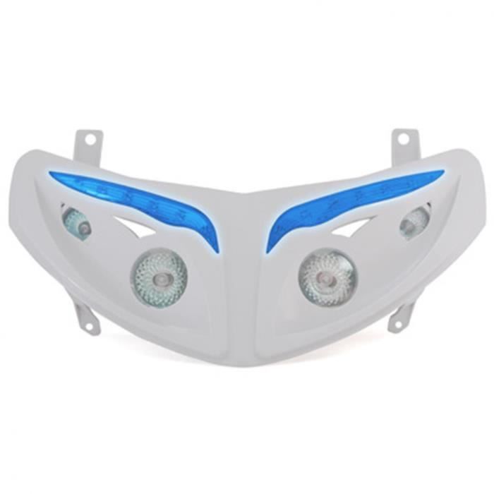 PHARES DOUBLE OPTIQUE REPLAY RR8 POUR PEUGEOT 50 SPEEDFIGHT-II BLANC AVEC LEDS BLEU **