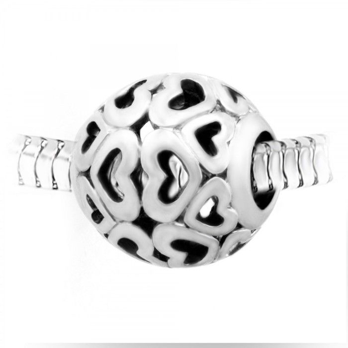 Charm perle coeurs acier par So Charm 13 mm Argenté