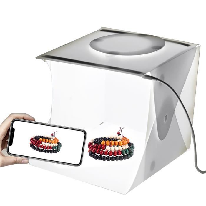 Mini boîte à lumière pliante pour studio photo avec double bande LED et 6 toiles de fond