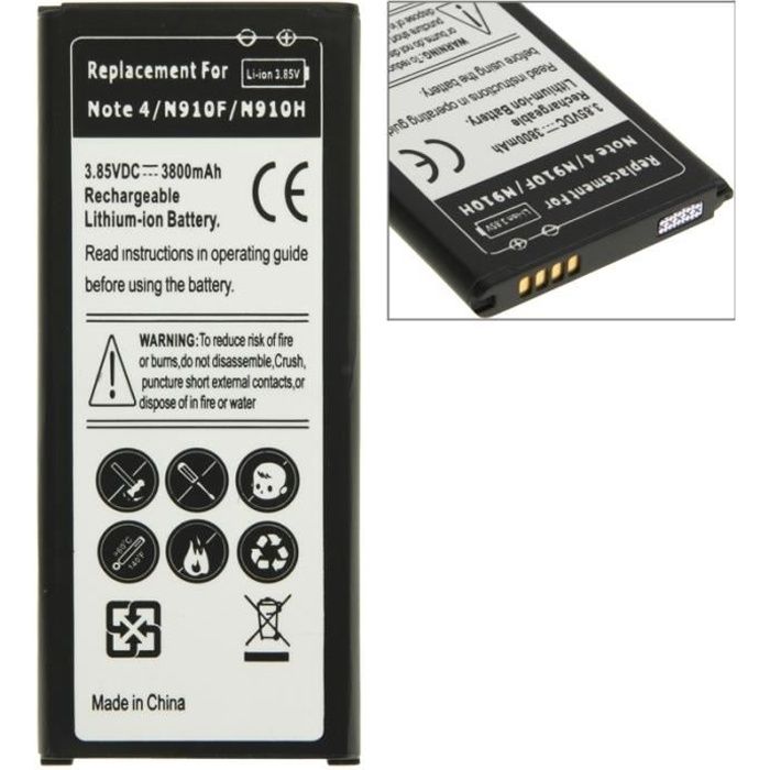 Batterie pour Samsung Galaxy Note 4 / N910F / N 910H rechargeable de Li-ion de 3800mAh Autre