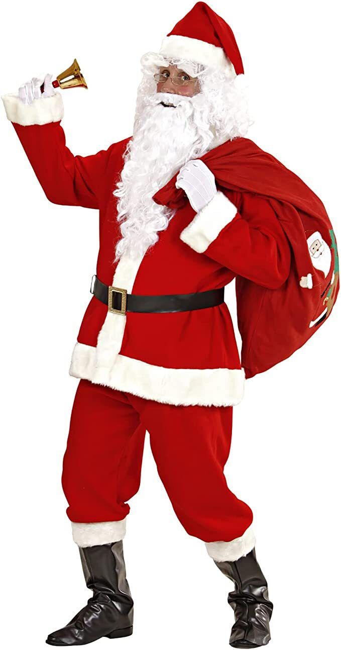 Deguisement Pere Noel Adulte Complet (Perruque, Barbe, Costume Pere Noel Homme + Accessoires)