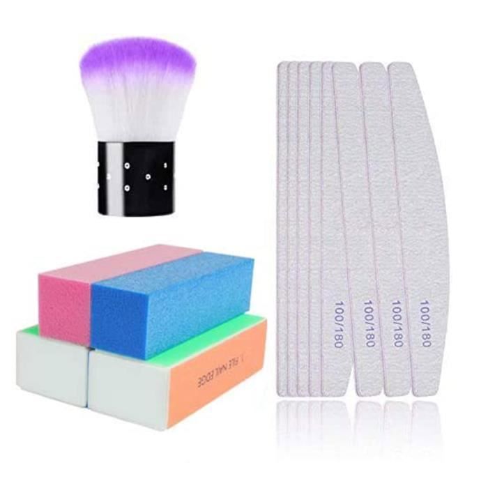 13pcs Limes à Ongles WOVTE Tampons Brosse à ongles Limes à ongles professionnelles Bloc 100/180 Grit Manucure doubleface Emery Board