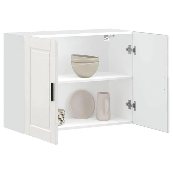 vidaXL Armoire murale de cuisine Porto blanc brillant bois ingénierie 854069
