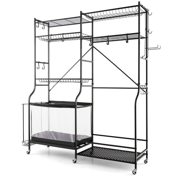 Organisateur déquipement sportif - HELLOSHOP26 - 5 étagères - Support pour sacs de golf - Noir - Durable
