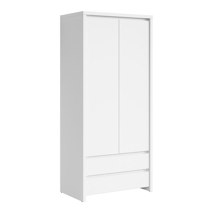 Armoire 2 portes 2 tiroirs Petits-meubles - Soren - 90 x 555 x 2005cm - Blanc mat