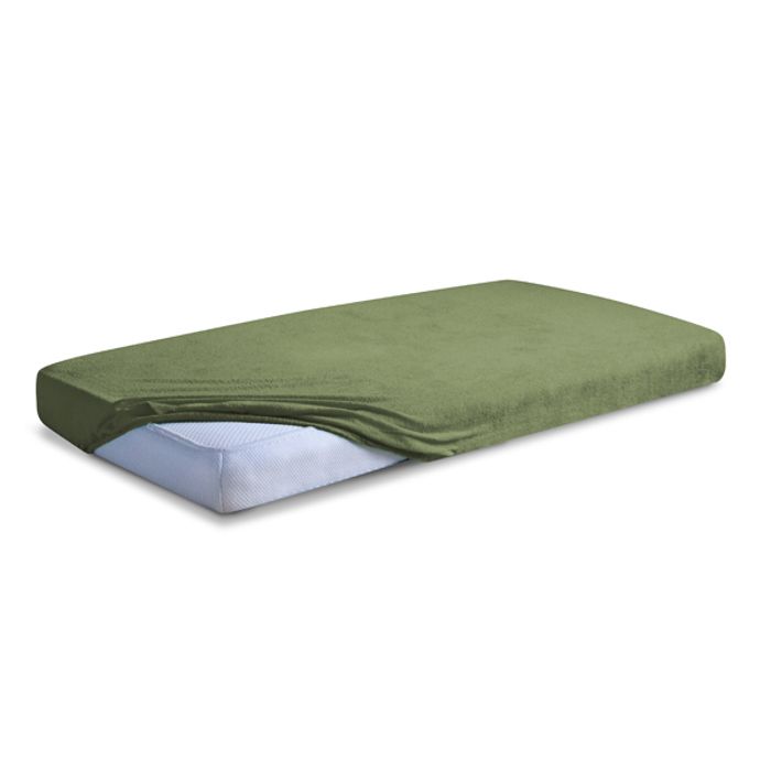 Drap-housse - MATEX - FROTTE PREMIUM - 110x190/120x200 cm - Vert - Coton naturel
