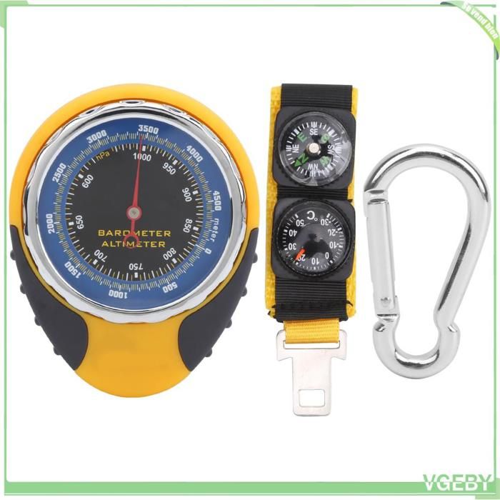 Baromètre Outdoor Altimètre 4-en-1 SYH&AQYE - Boussole, Baromètre, Thermomètre - Mini Et Portable - Pour Randonnée, Camping, Escalade - Accroche Porte-clés Compteur Manuel