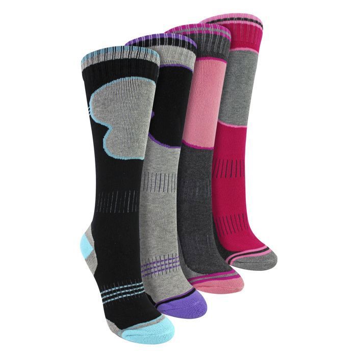 Paquet de 4 chaussettes de ski pour filles Chaussettes thermiques dhiver