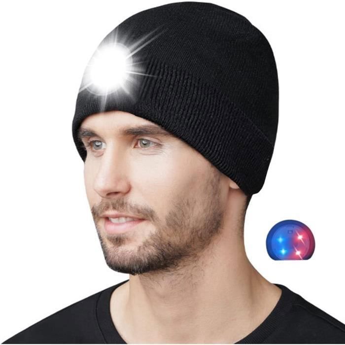 Bonnet avec lumire rechargeable par USB chapeau LED avec lumire intgre pour marcher courir la nuit 3 mode LAMPE FRONTALE MULTISPORT