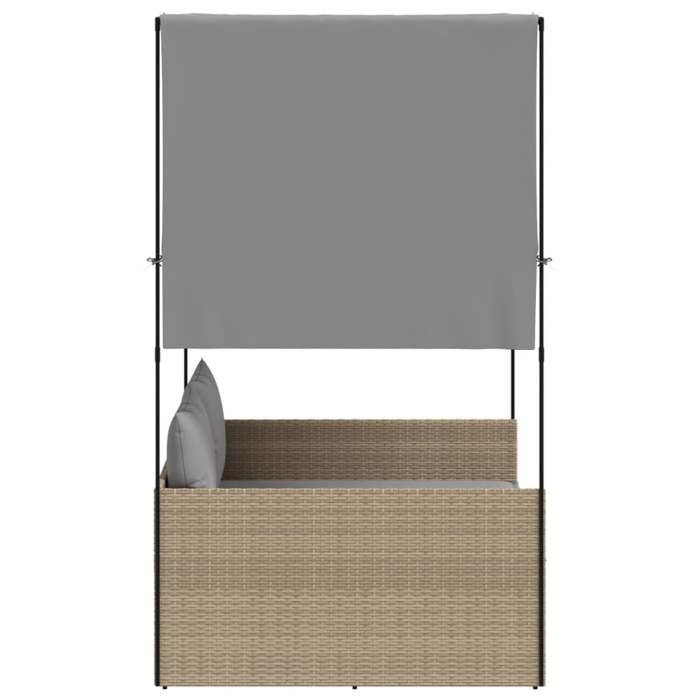 Chaise longue double - Transat dextérieur - avec toit et rideaux beige - Résine tresséetop vente232667431