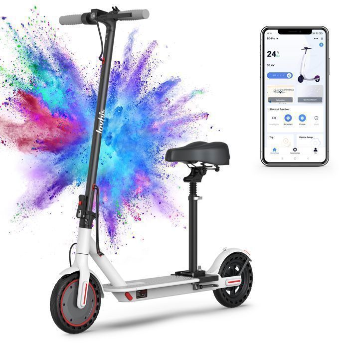 JOYHIS Trottinette &eacute;lectrique avec si&egrave;ge -  JS01 - 25 km/h - 8.5 pouces - 350 W, Double syst&egrave;me de freinage