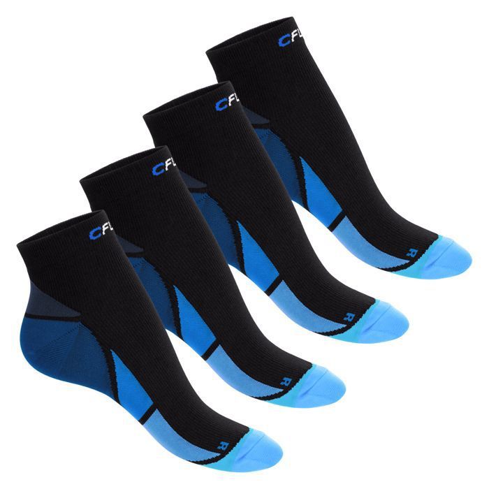 CFLEX Chaussettes de compression sport pour hommes et femmes (4 paires) Chaussettes courtes - Noir Bleu