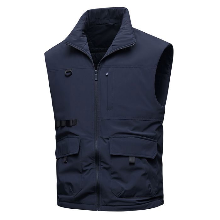 Gilet Sans Manches Homme Décontracté Ample Bleu – Poche Pratique, Look Outdoor Casual