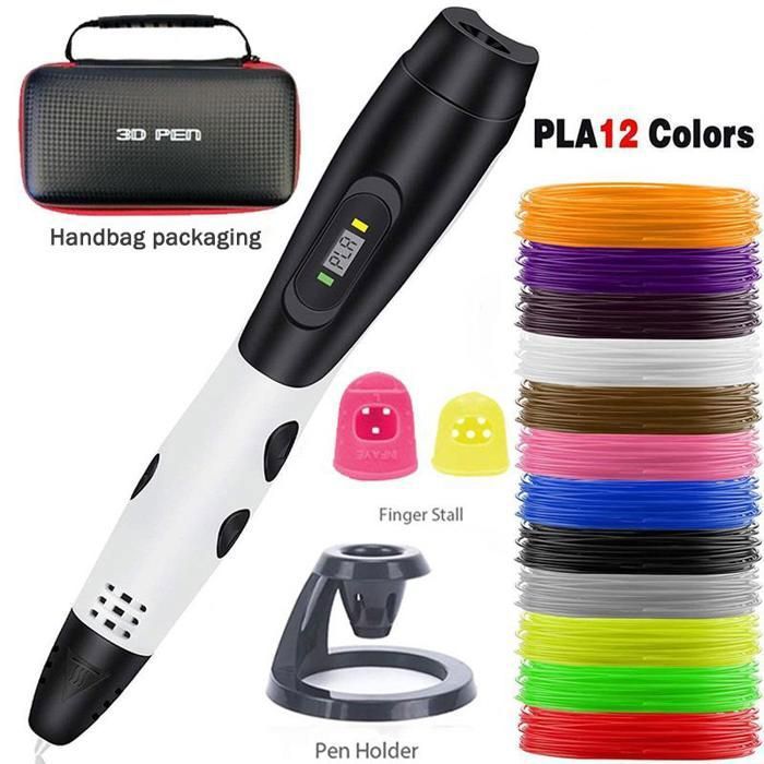 Stylo d'impression 3D avec filament PLA 12 couleurs Support ABS/PLA ...
