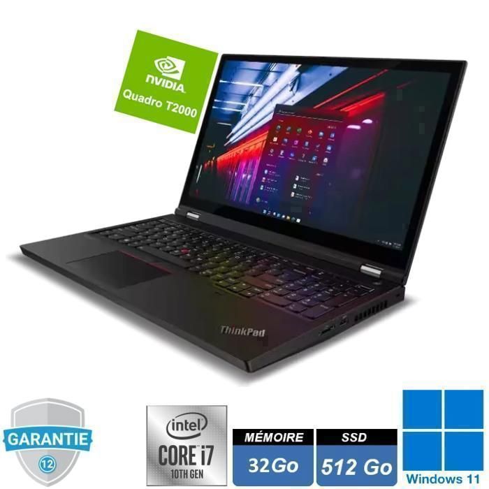 PC portable - Lenovo - ThinkPad - P15 Gen1 - 156 - i7-10850H - RAM 32Go - SSD512Go - T2000 - Windows 11 Pro Reconditionné - Lenovo reconditionné disponible sur Cdiscount Seconde Vie