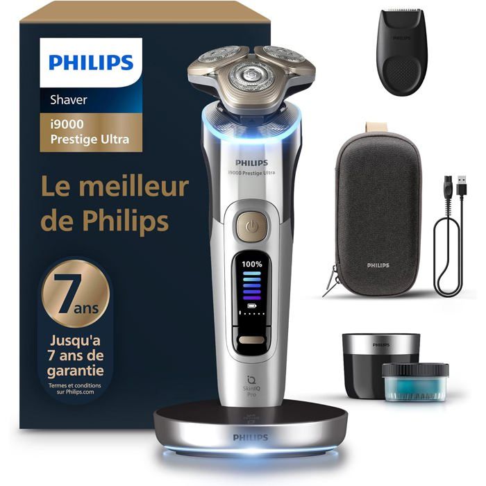 Rasoir Électrique Philips i9000 Prestige Ultra 100% Étanche Technologie Skin IQ Pro