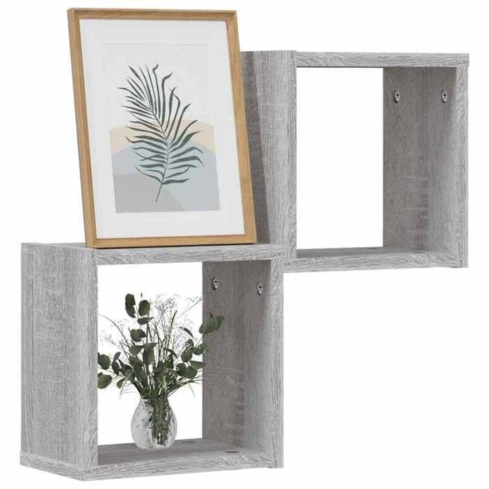 ABBO-SALE*Armoire flottante JILLS - Cabinet/ Étagères Murales 2 pcs - Gris 26 x 15 x 26cm - Bois dingénierie SOL785711