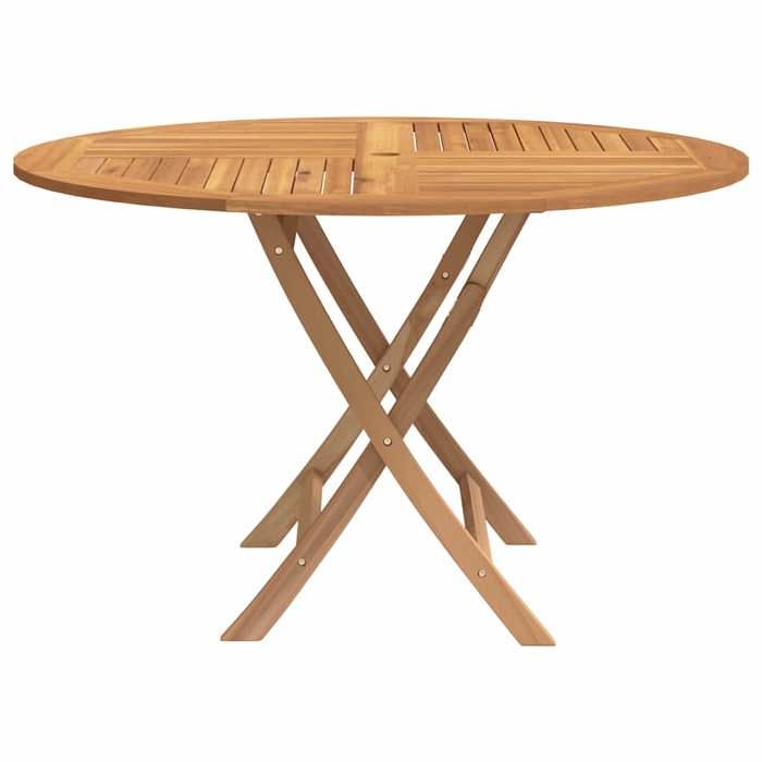 Black Friday Table pliable de jardin - BURKE - Cadre solide - Ø 110x75 cm bois massif de teck TTT971