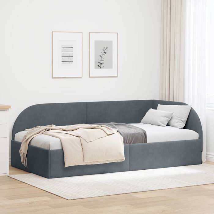 vidaXL Cadre de lit dangle Gris foncé 90 x 190 cm Velours 42016637