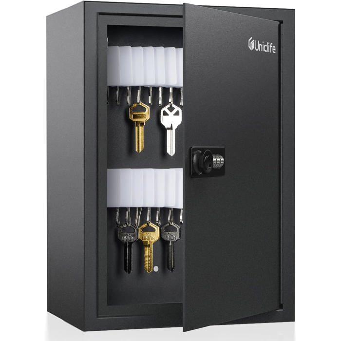 Armoire à clés murale - VETOBIOL - 40 clés - Serrure à combinaison - Code réinitialisable - Noir - 7 6x20x30 cm Armoire à clés murale - VETOBIOL - 40 clés - Serrure à combinaison - Code réinitialisable - Noir - 7 6x20x30 cm
