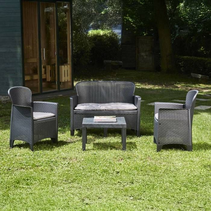 Salon de Jardin Alesandro Dmora en Plastique Noir Anthracite