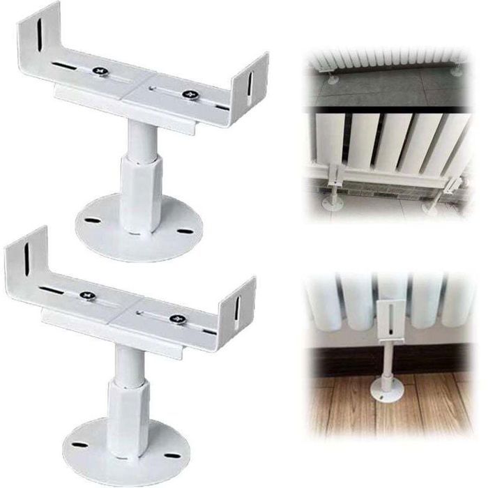 Supports de radiateur en aluminium - PZCC - Ensemble de 2 - Anti-corrosion - Hauteur régl. 13-18 cm - Largeur régl. 3-22 cm