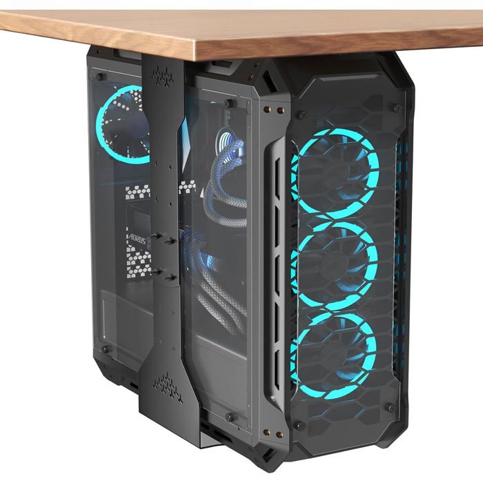 Support PC sous bureau, largeur max 340 mm, charge 35 kg, rembourrage ...